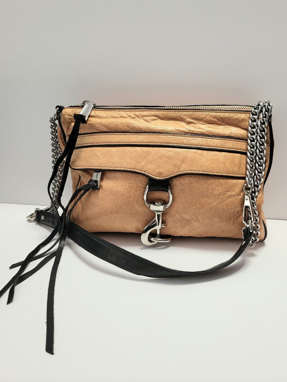 New Vintage Rebecca Minkoff MAC Shoulder/Crossbody Clutch Chain Black Trim Bag